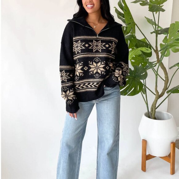 NWT Grey Bandit Black & Cream Warm Me Up Sweater Medium - Picture 4 of 9